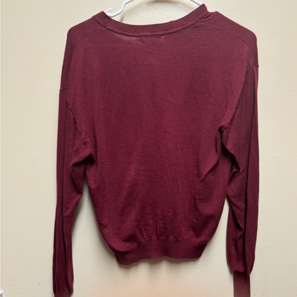 Good American Top Women's XXS/XS Evereve Henley Vneck Pullover Burgundy - Picture 7 of 7